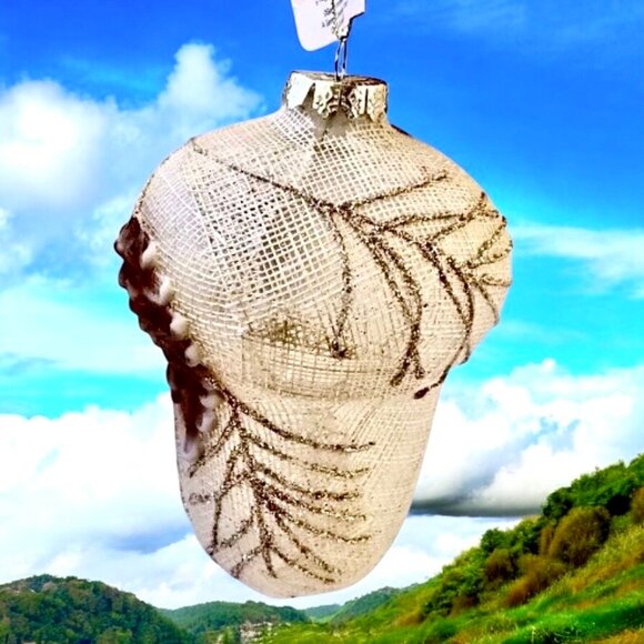 GERSON White Finial Acorn Glitter Glass Ornament Christmas Large Size 6" NEW - Picture 2 of 11